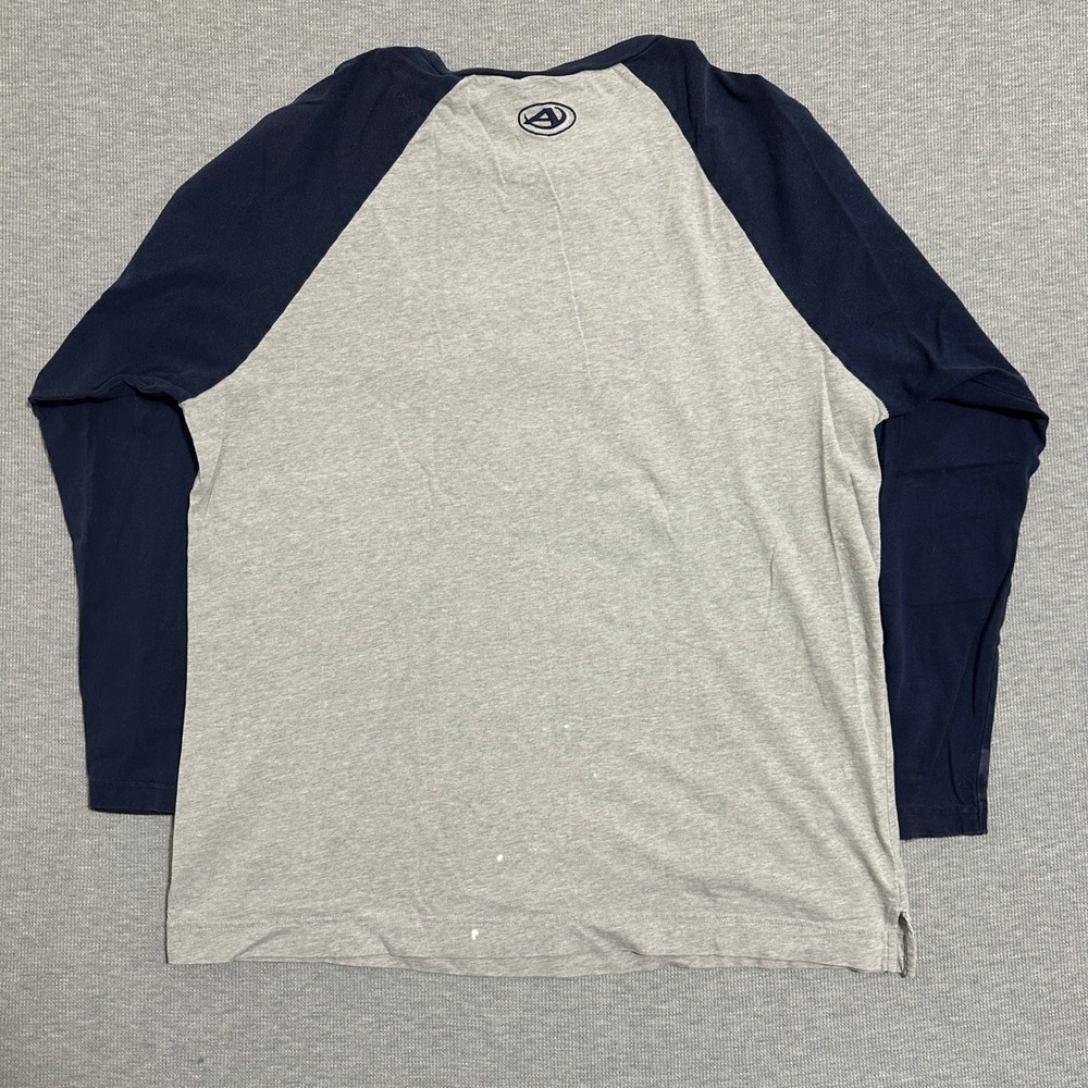 Aeropostale Raglan Baseball Long Sleeve Shirt Aero Logo‎ Navy Blue Gray Mens L - Picture 2 of 9